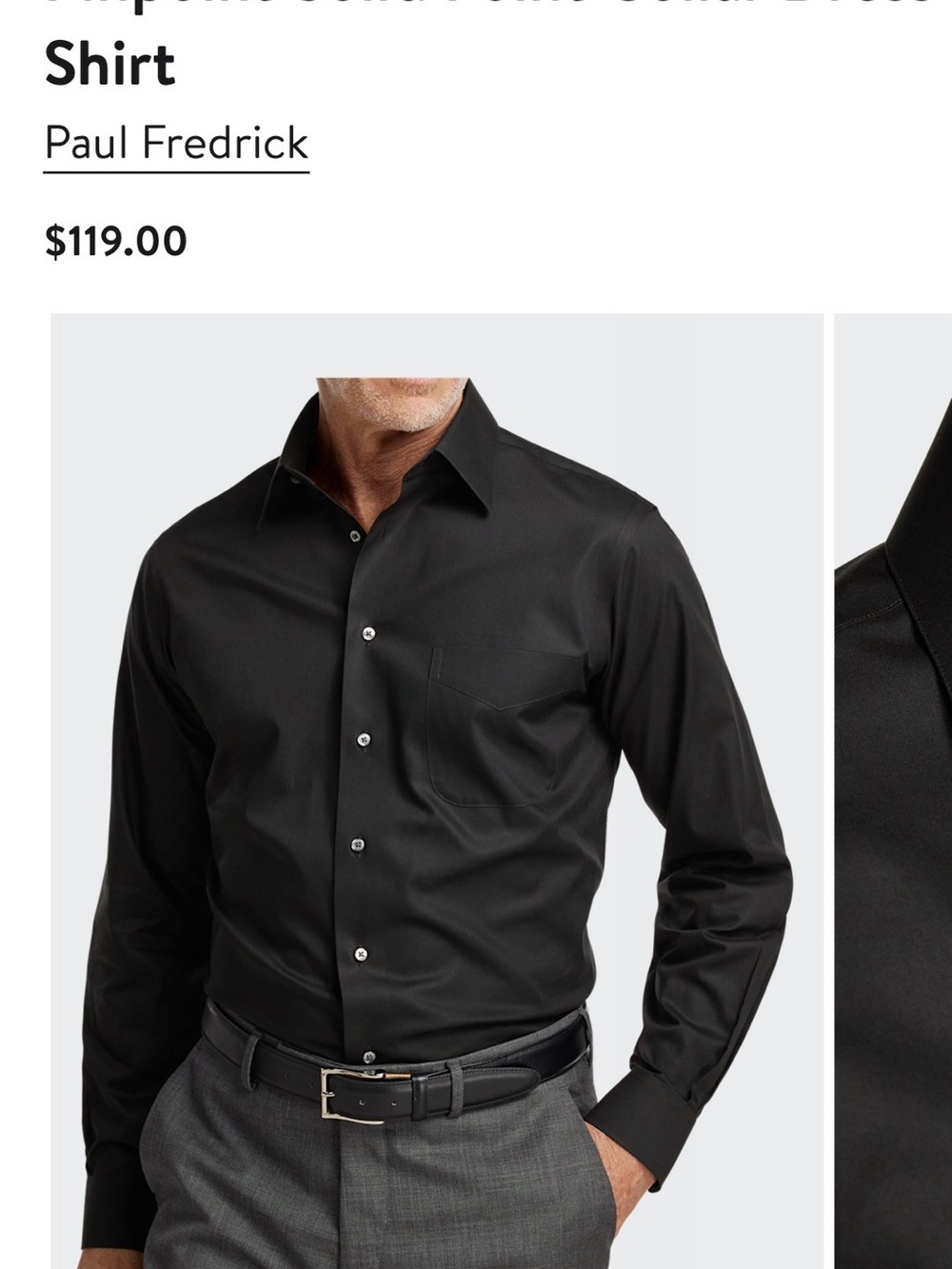 Paul Fredrick brand new Black Non-Iron Two-Ply Cotton Dress Shirt